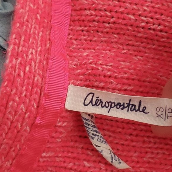 Aéropostale Cable Knit Neon Pink Middy Cardigan​ - Picture 9 of 11